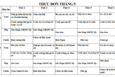 Thực đơn tháng 5 năm 2026