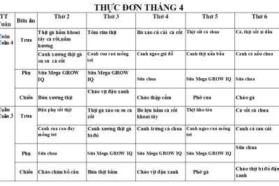 Thực đơn tháng 4 năm 2026